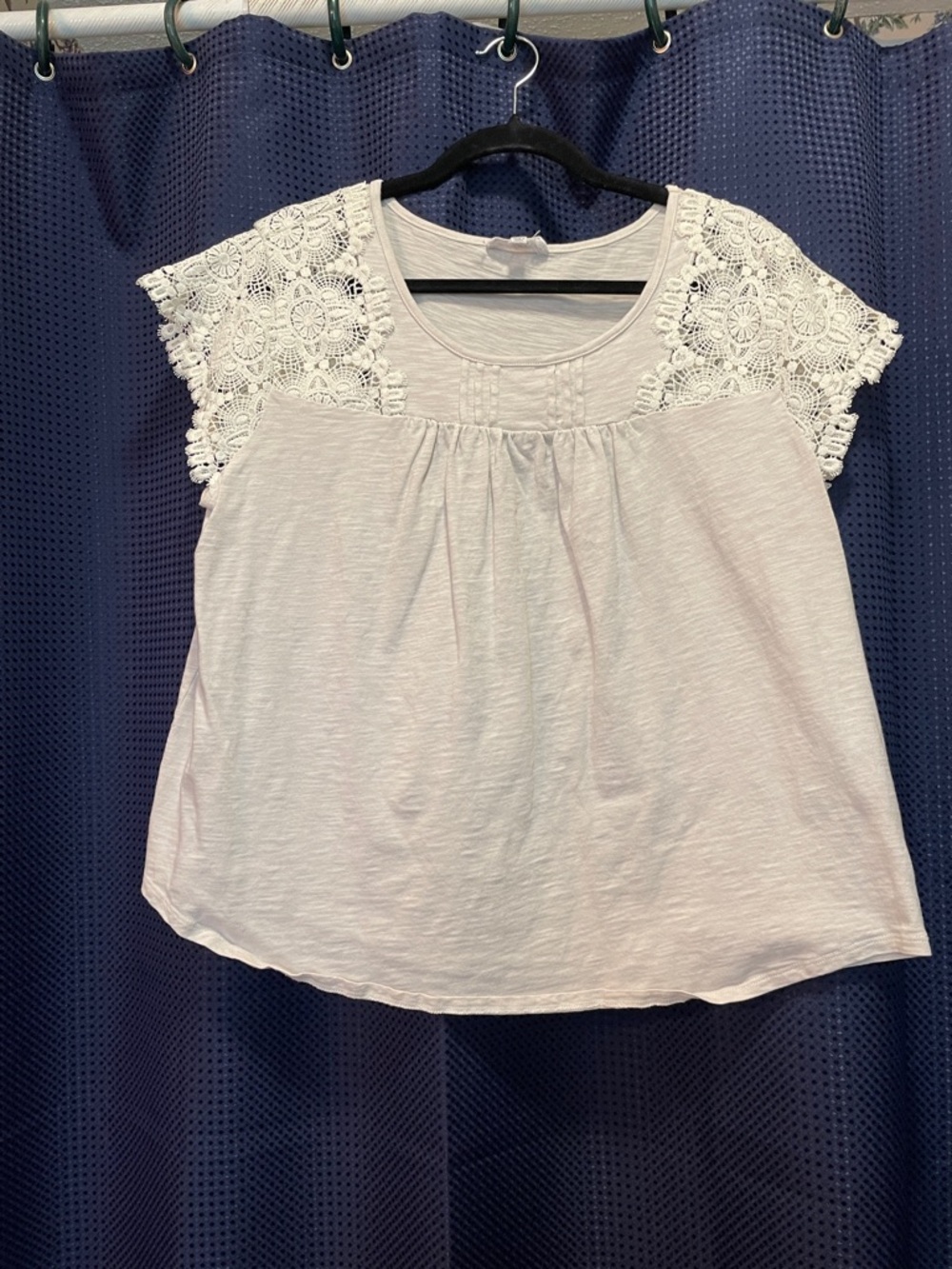 Crochet Sleeve Scoop Neck Top - White